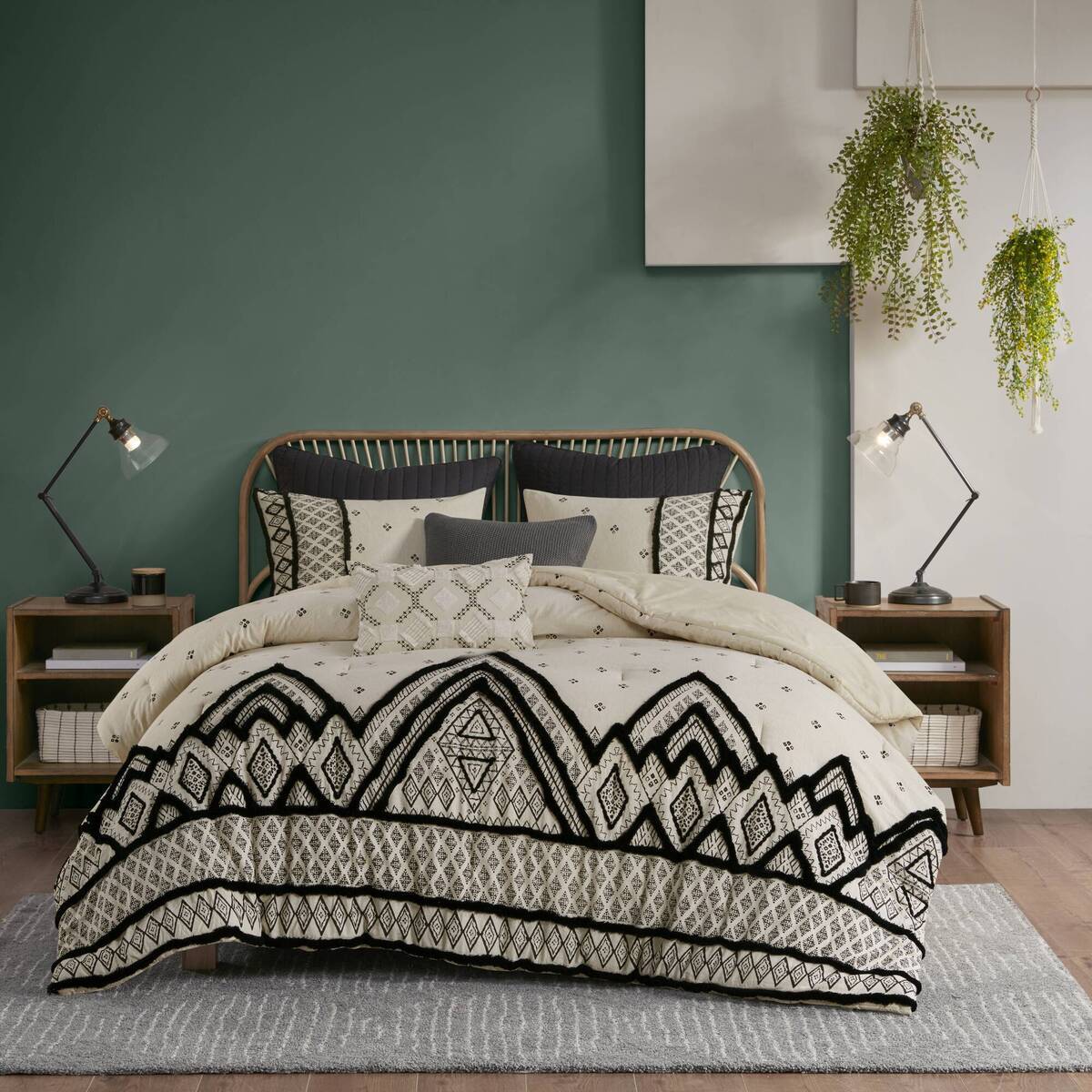3 Piece Cotton and Flax Linen Blend Comforter Set Natural Full/Queen