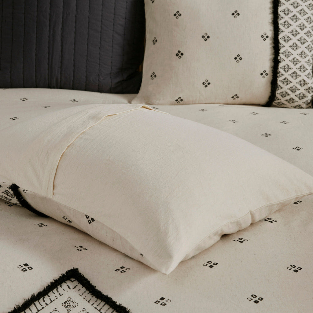 3 Piece Cotton and Flax Linen Blend Comforter Set Natural Full/Queen