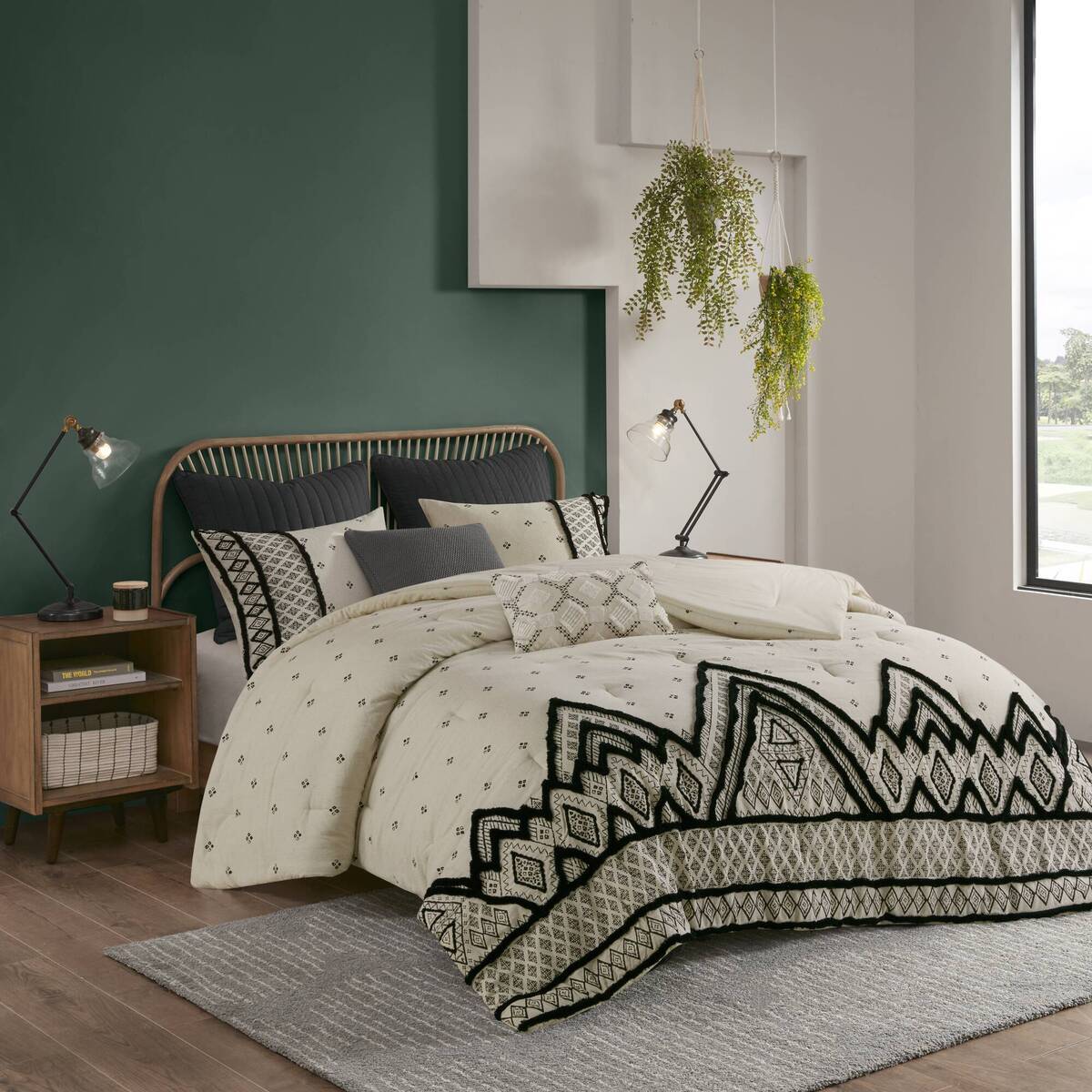 3 Piece Cotton and Flax Linen Blend Comforter Set Natural Full/Queen