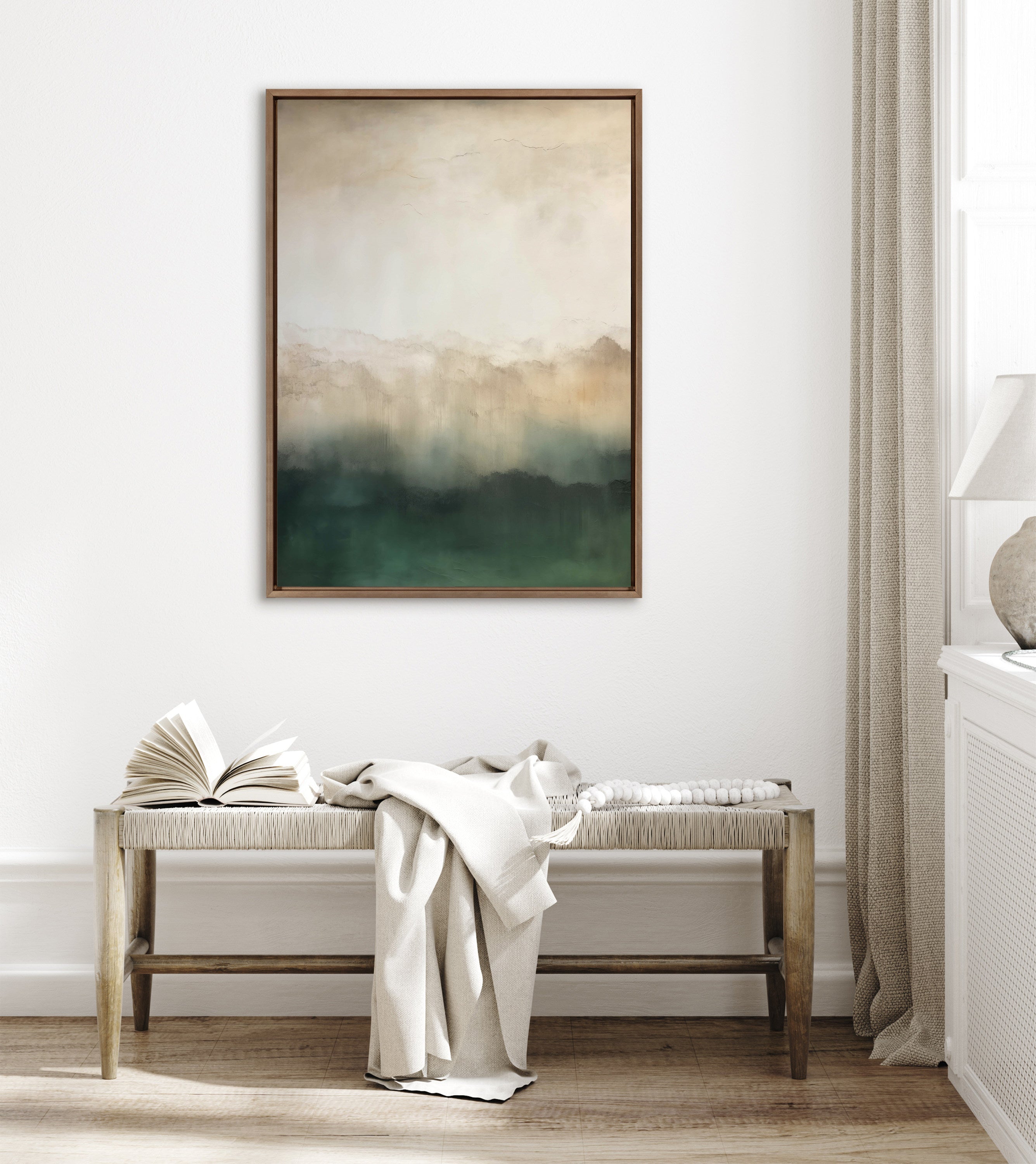 Sylvie Green Mountain Abstract II Framed Canvas by Amy Lighthall