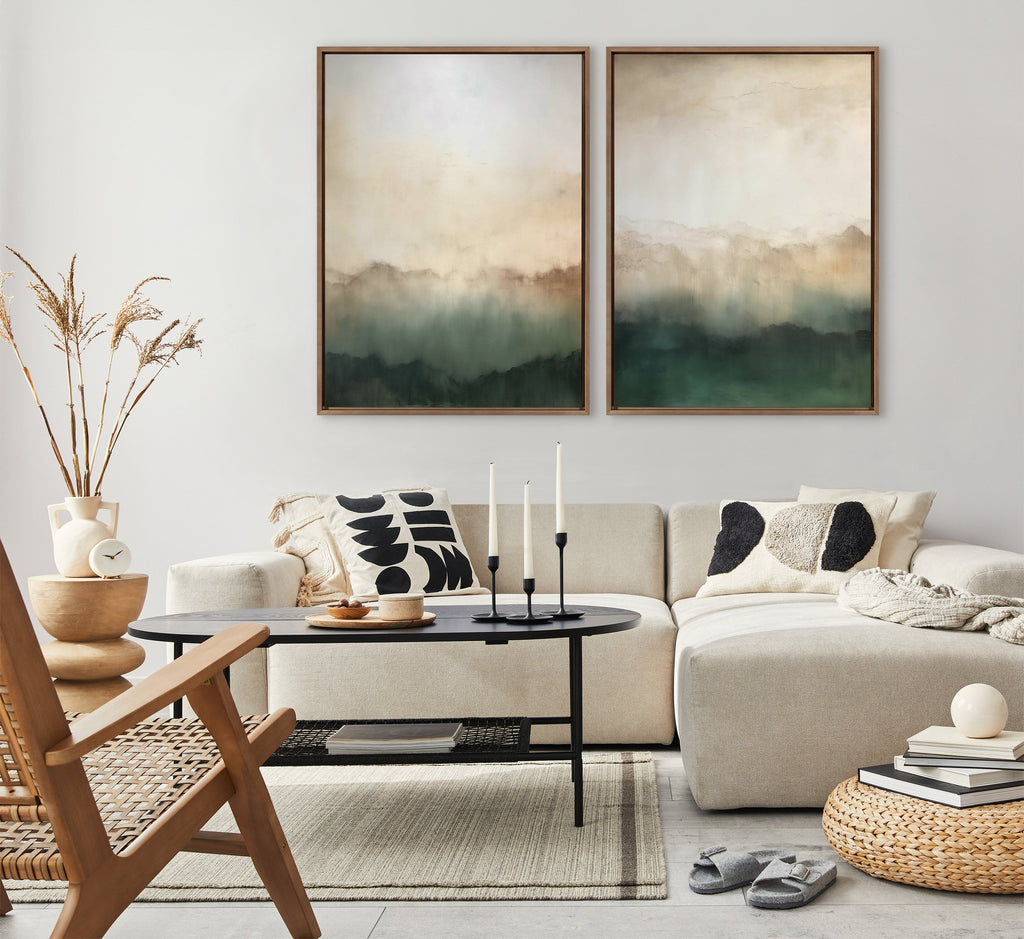 Sylvie Green Mountain Abstract II Framed Canvas by Amy Lighthall