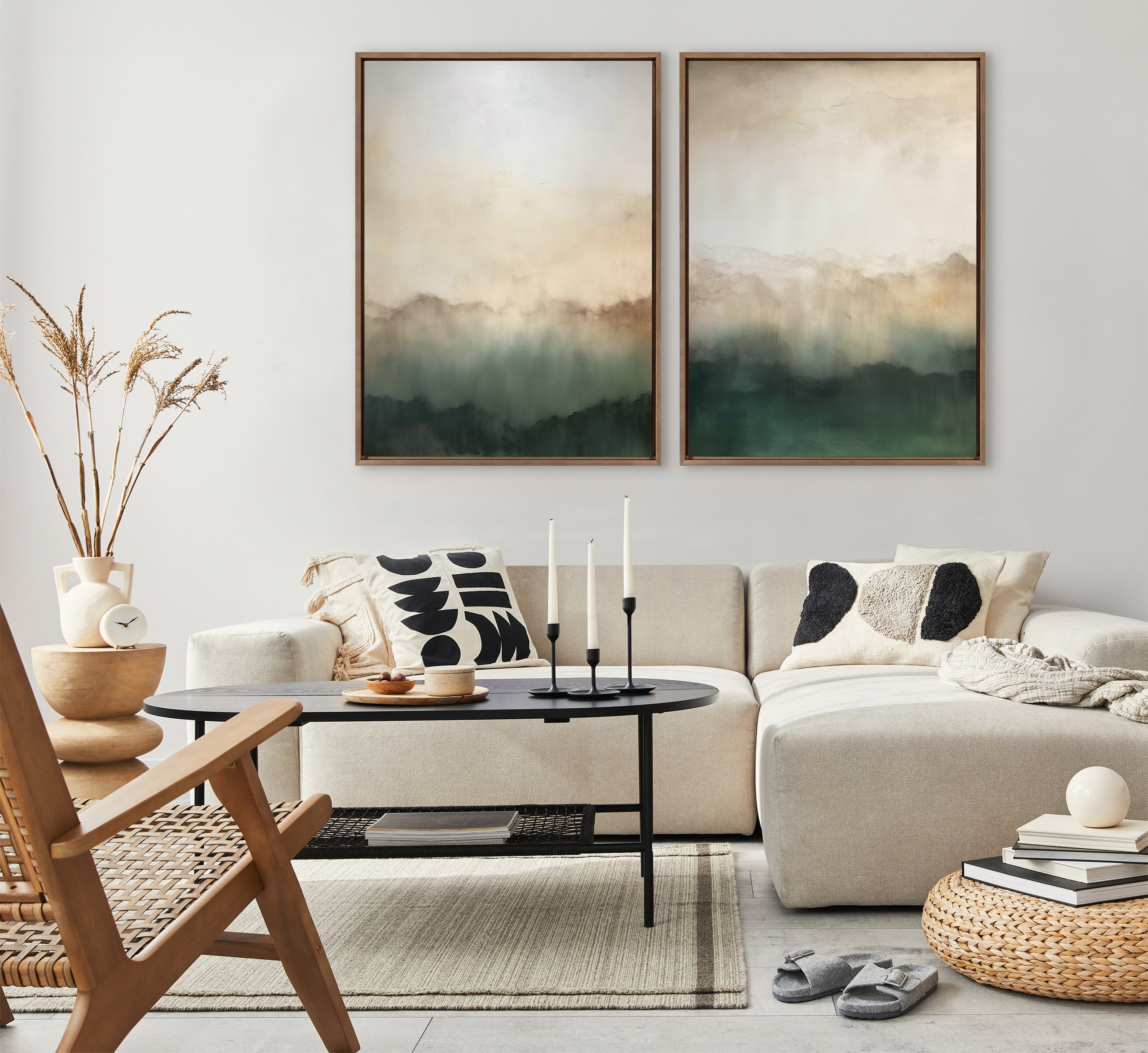 Sylvie Green Mountain Abstract II Framed Canvas by Amy Lighthall