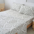 Tache Dreamy Moon Sky Ogee Damask Heather Gray White Bed Sheet Set (TB300)