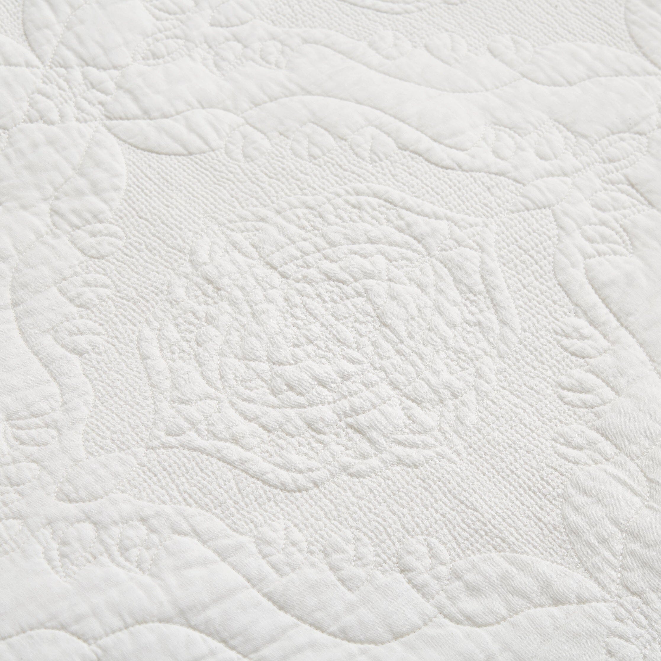 Tache Vanilla Cream Ivory Paisley Damask Stitch Matelassé Cotton Quilt Set (JHW-643)