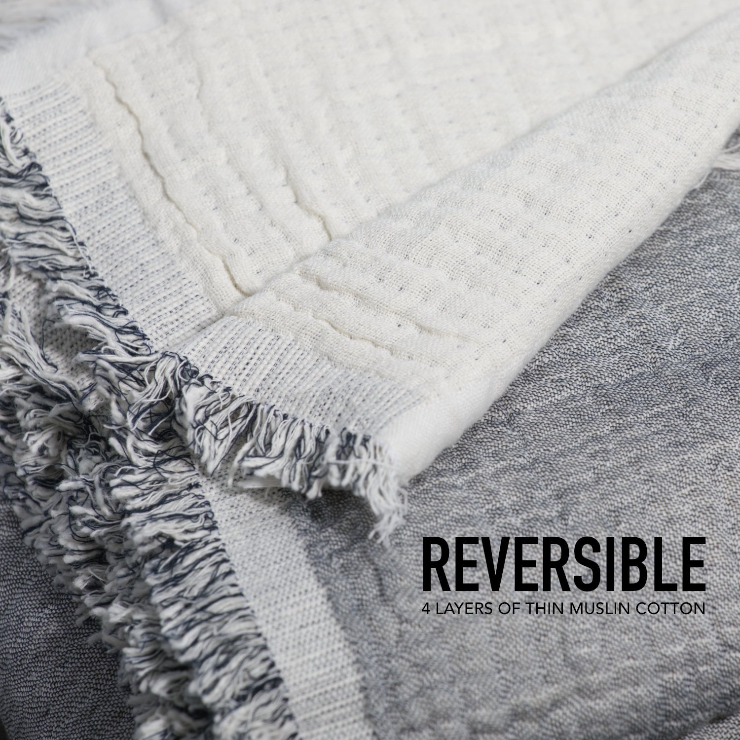 100% Cotton Reversible  Muslin Throw Blankets 60" x 80"
