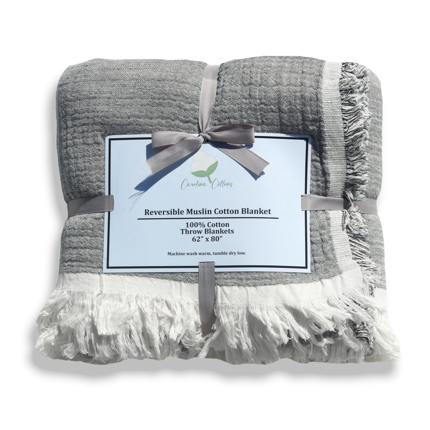 100% Cotton Reversible  Muslin Throw Blankets 60" x 80"