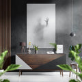Silhouette Palm Pressed on Foggy Glass Brushed Aluminium Dibond Wall Art
