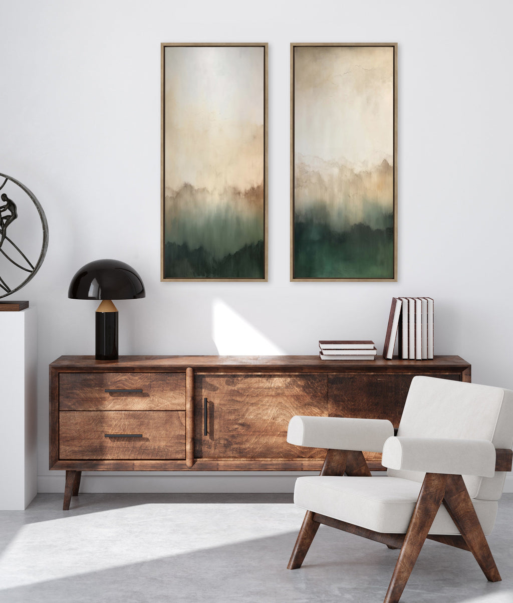 Sylvie Green Mountain Abstract II Framed Canvas by Amy Lighthall