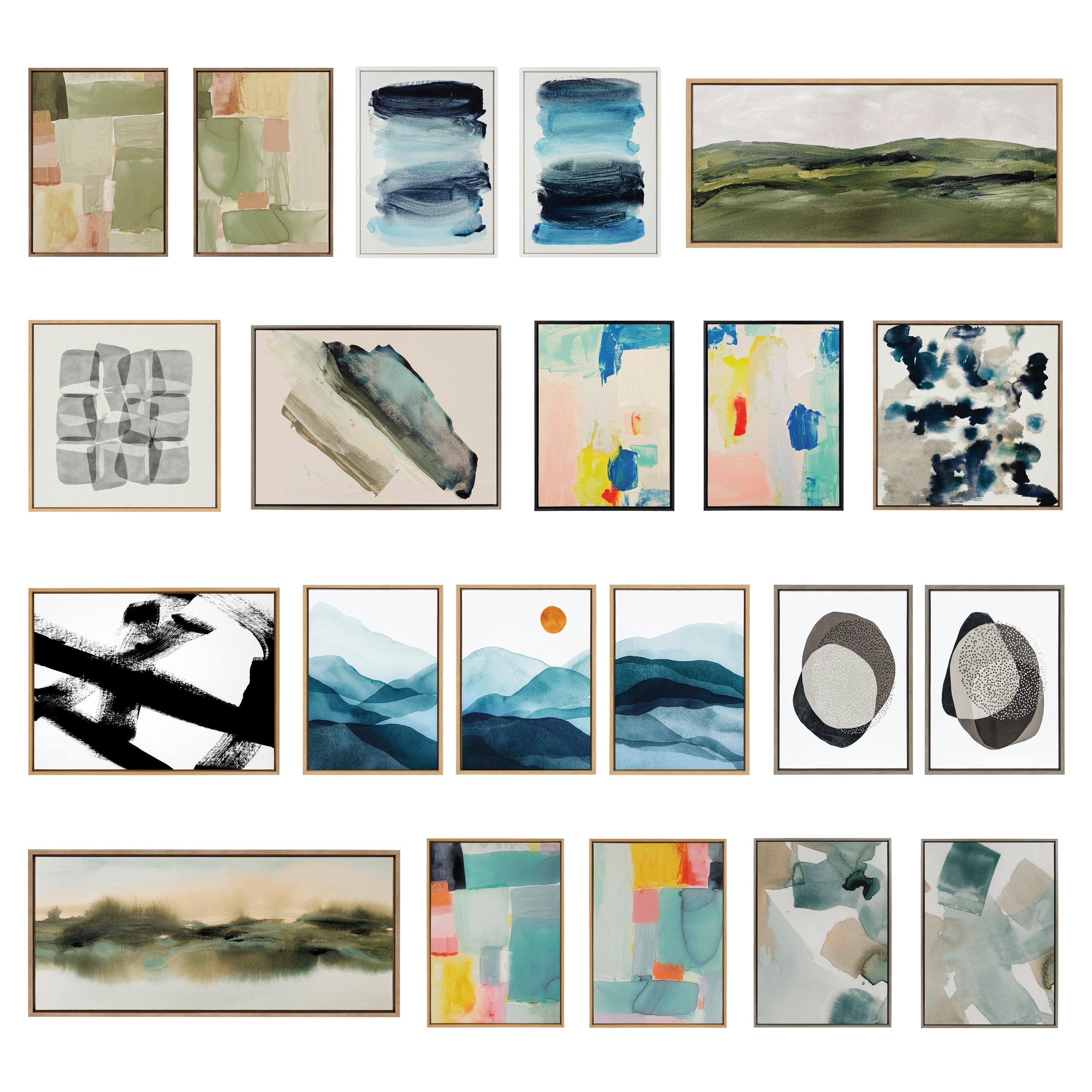 Sylvie Green Mountain Abstract II Framed Canvas by Amy Lighthall