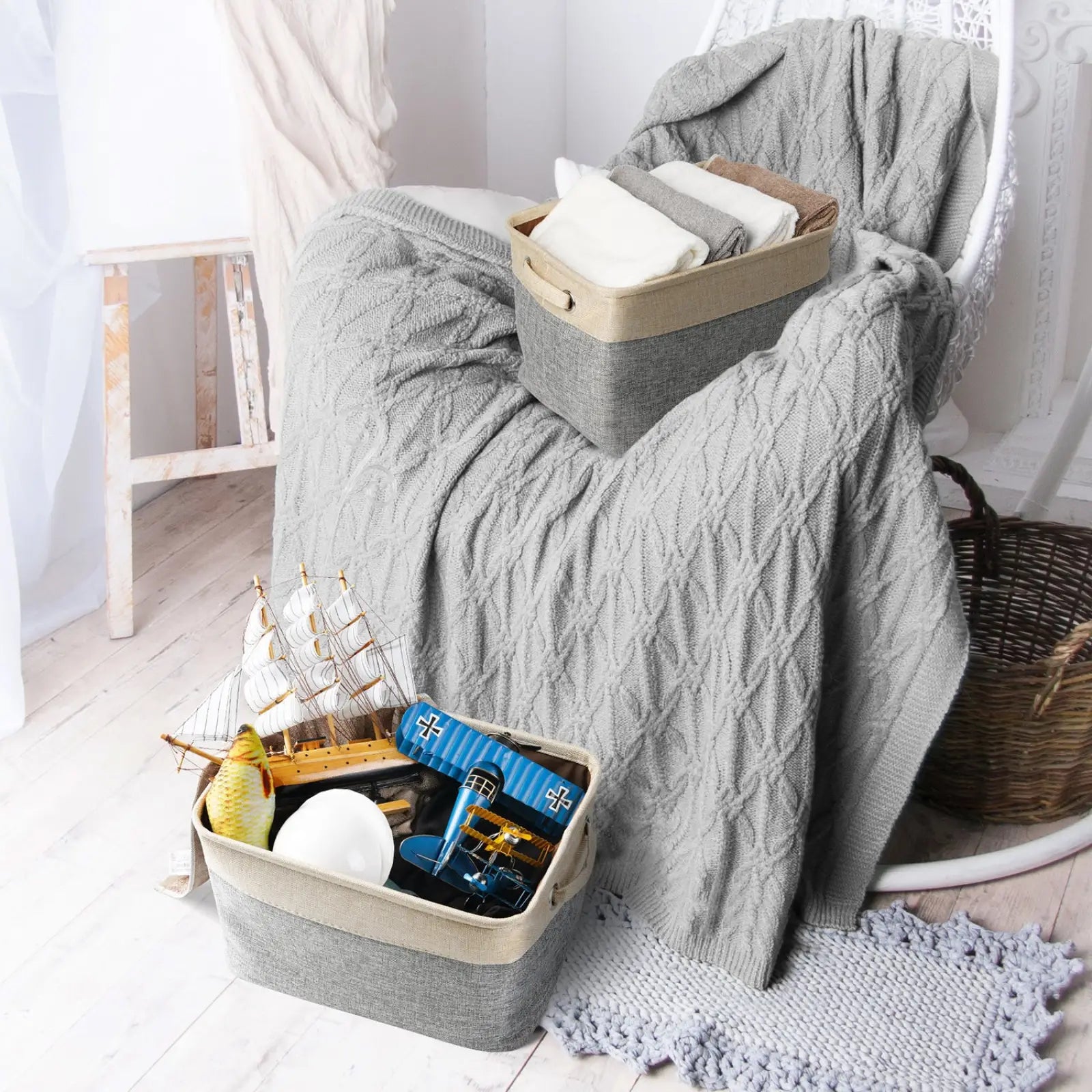 Dog Toy Basket Linen Storage Bin for Pet Supplies