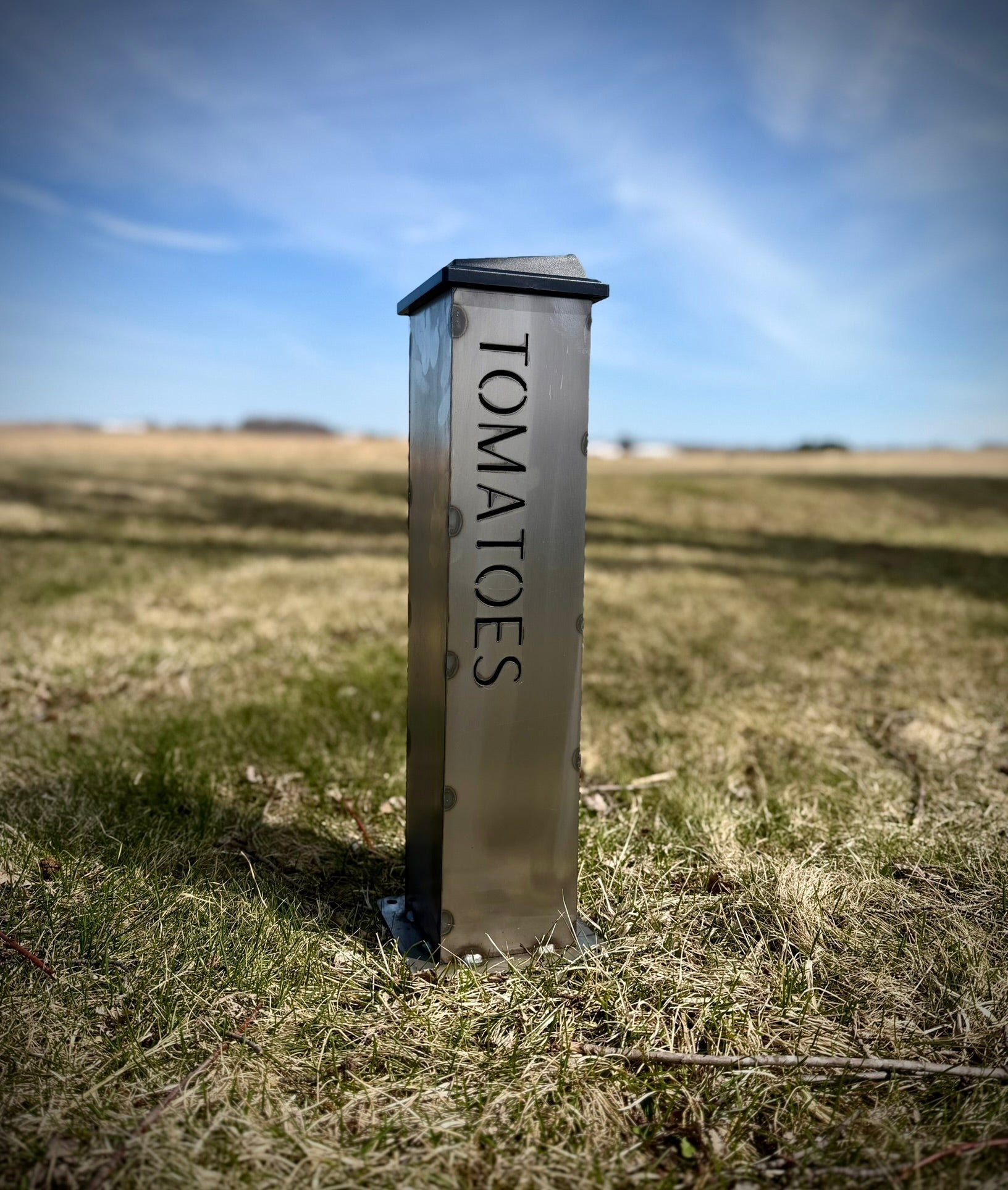 Garden Glow Solar Pillar Light - Steel - Garden Labels