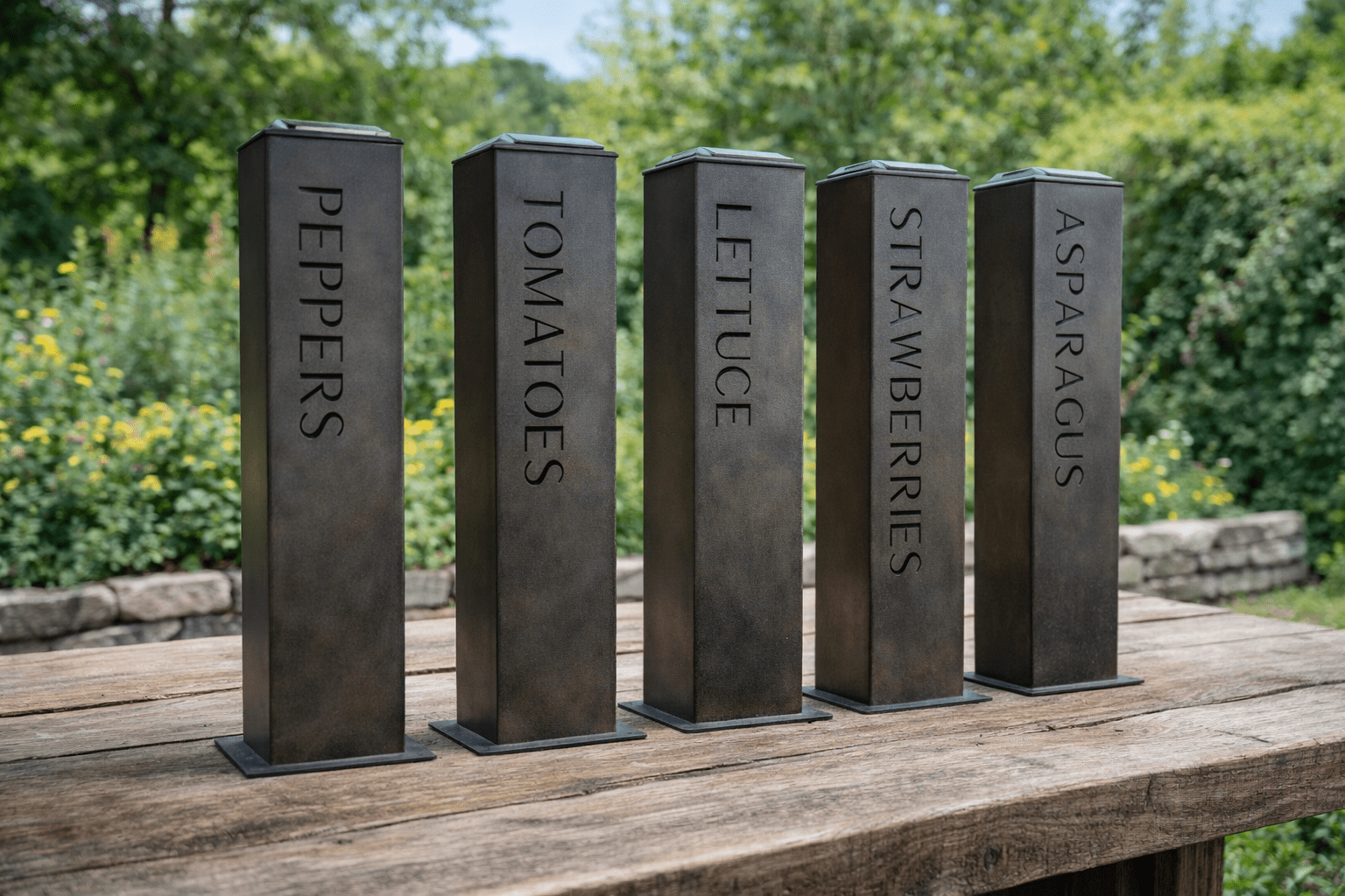 Garden Glow Solar Pillar Light - Steel - Garden Labels