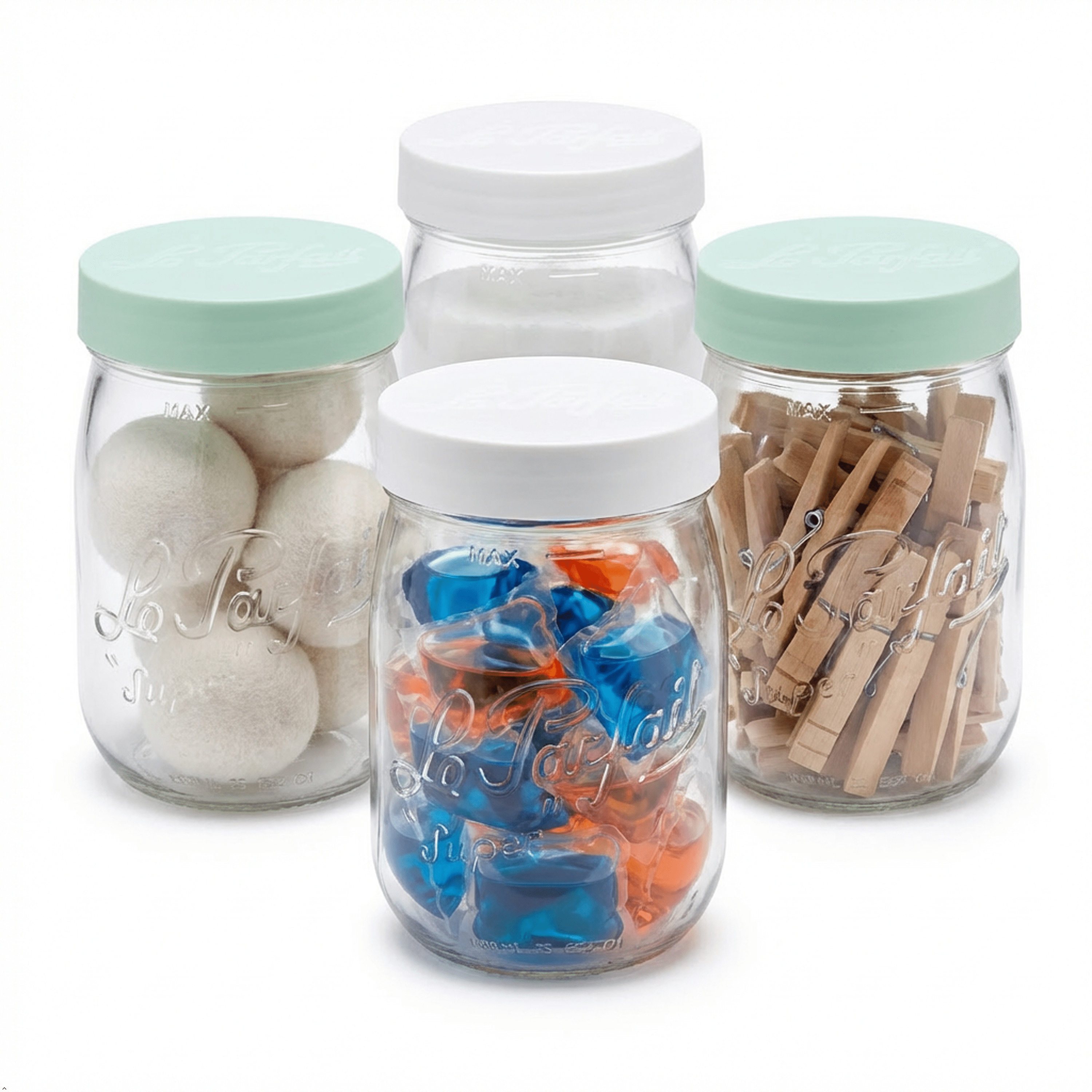 Le Parfait Screw Top Jars, French Glass Storage Jars with Colorful Airtight Screw Lids