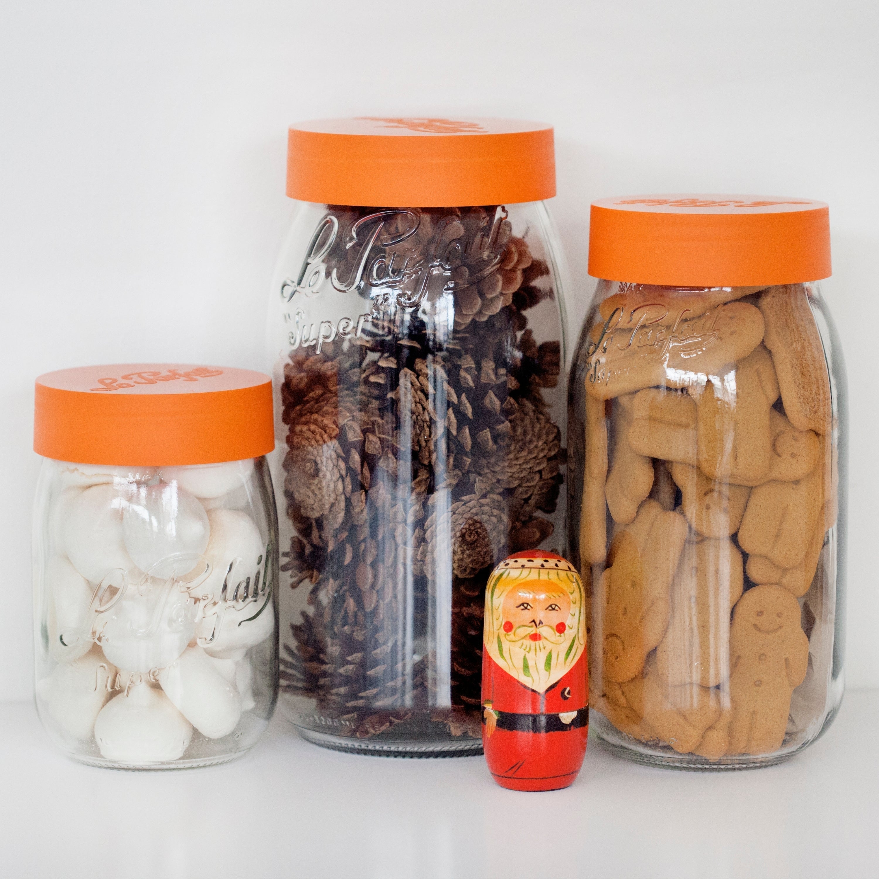 Le Parfait Screw Top Jars, French Glass Storage Jars with Colorful Airtight Screw Lids