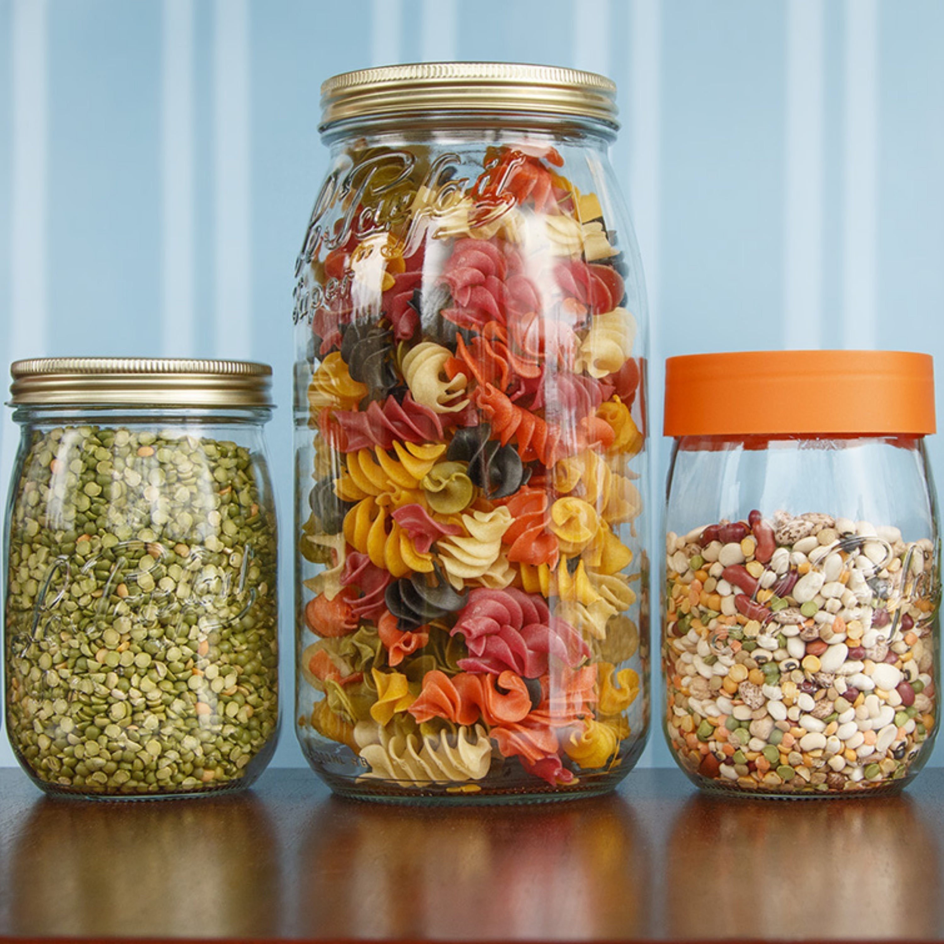 Le Parfait Screw Top Jars, French Glass Storage Jars with Colorful Airtight Screw Lids