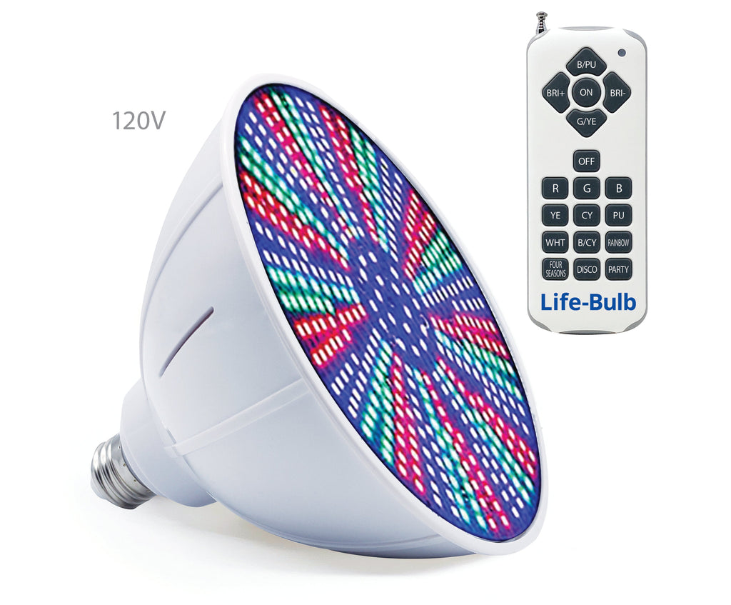 Life-Bulb Color LED Pool Replacement Bulb (E26 Base) | Replaces Pentair Amerlite & Hayward AstroLite (120V) | Lifetime Replacement Program
