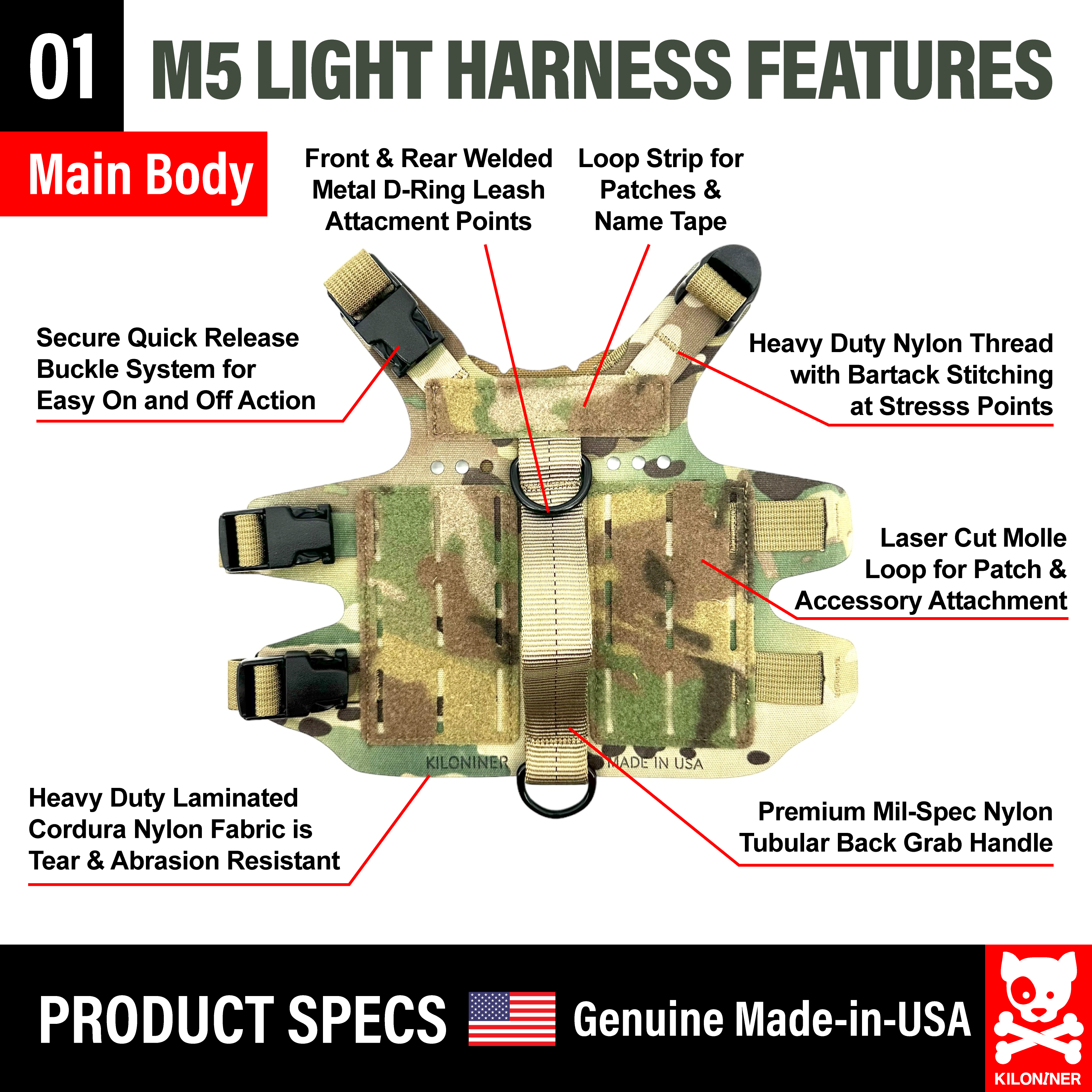 K9R - M5 MOLLE Light Harness