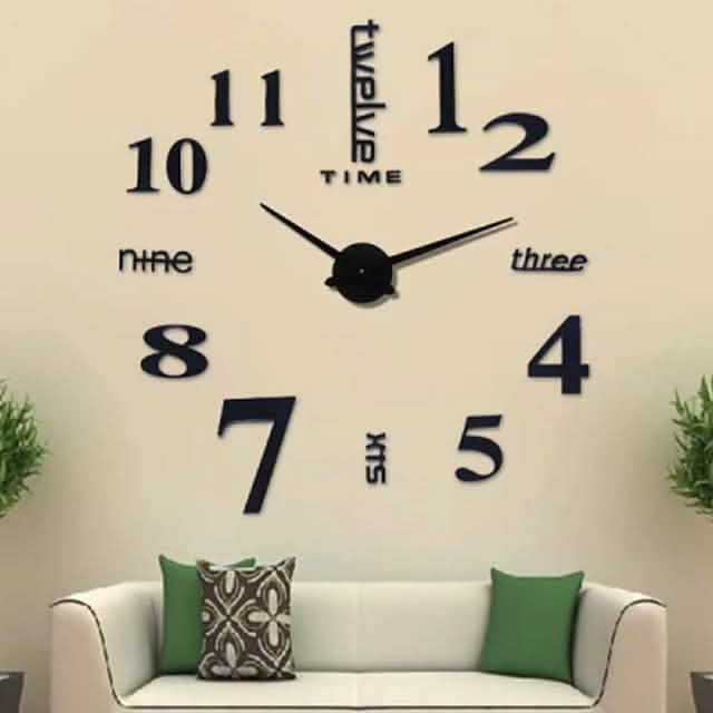 Modern Acrylic Wall Clock Digital Brushed Steel
