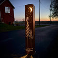 Simple Pine Owl Solar Pillar - Steel - Corten Available
