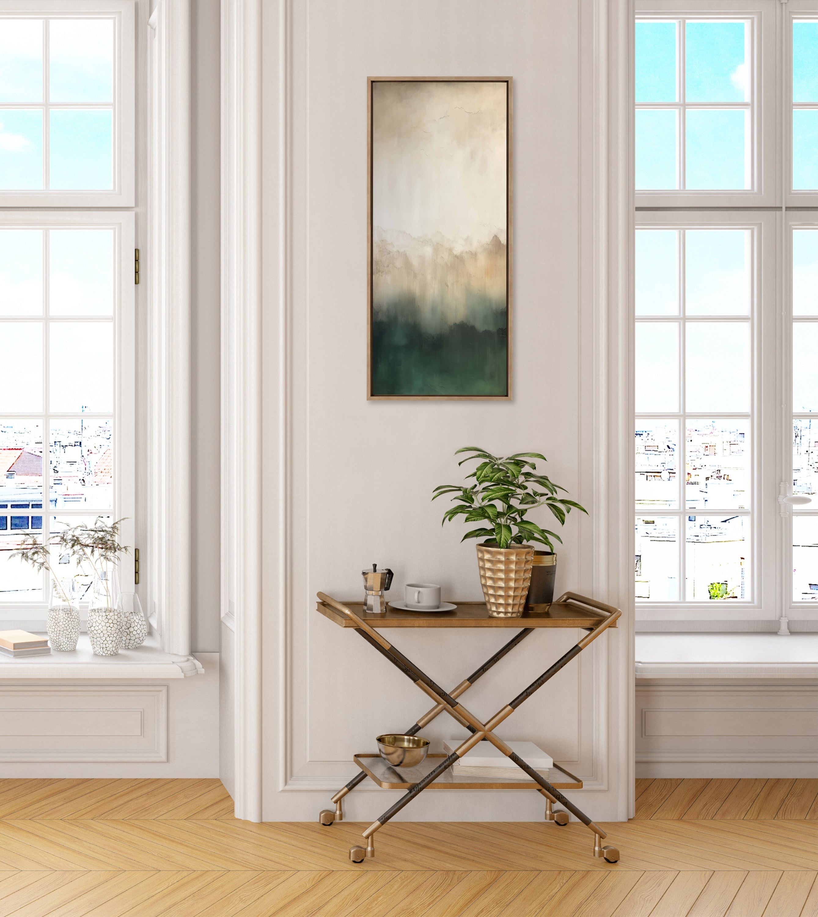 Sylvie Green Mountain Abstract II Framed Canvas by Amy Lighthall