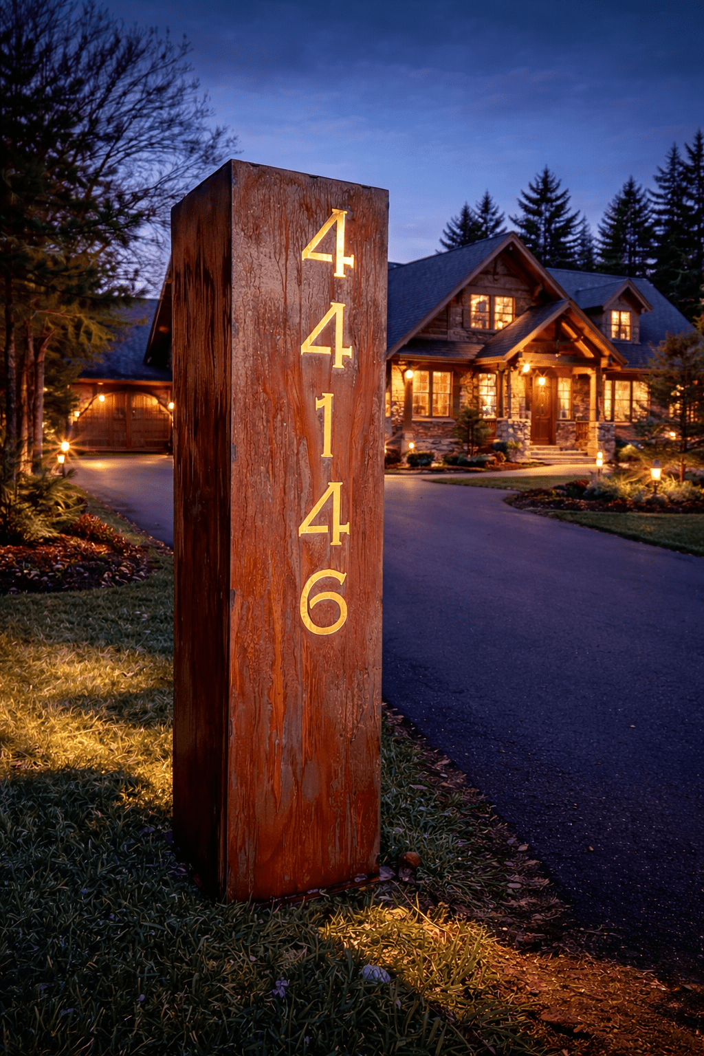 Wide Profile Home Address Solar Pillar - Steel