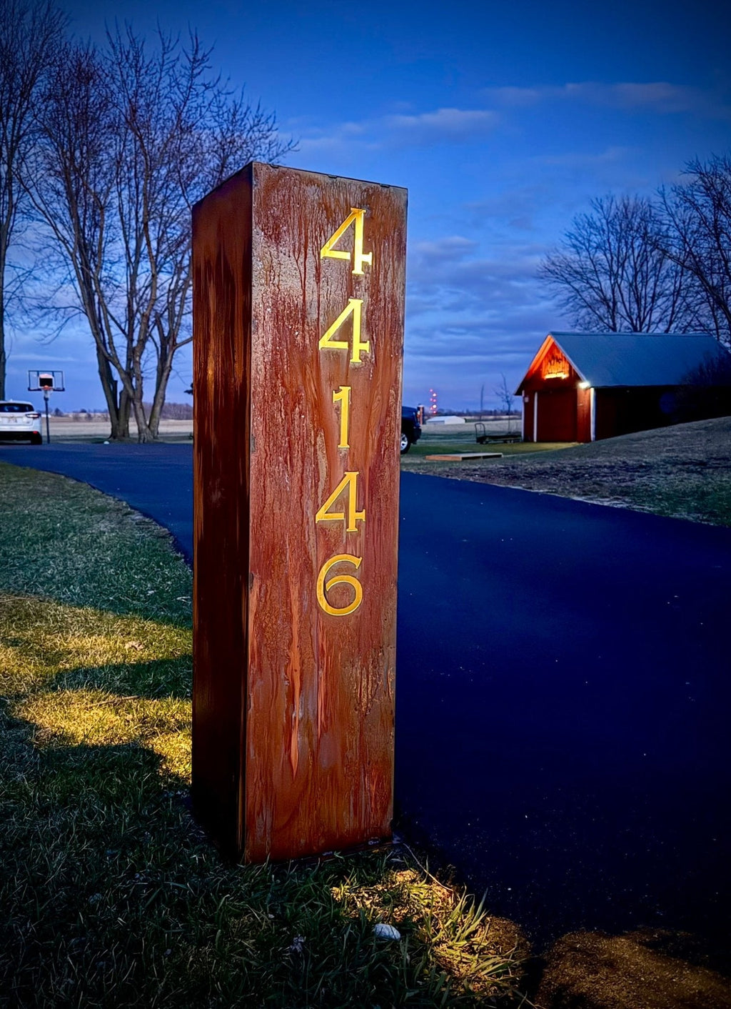 Wide Profile Home Address Solar Pillar - Steel