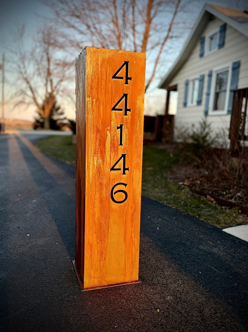 Wide Profile Home Address Solar Pillar - Steel
