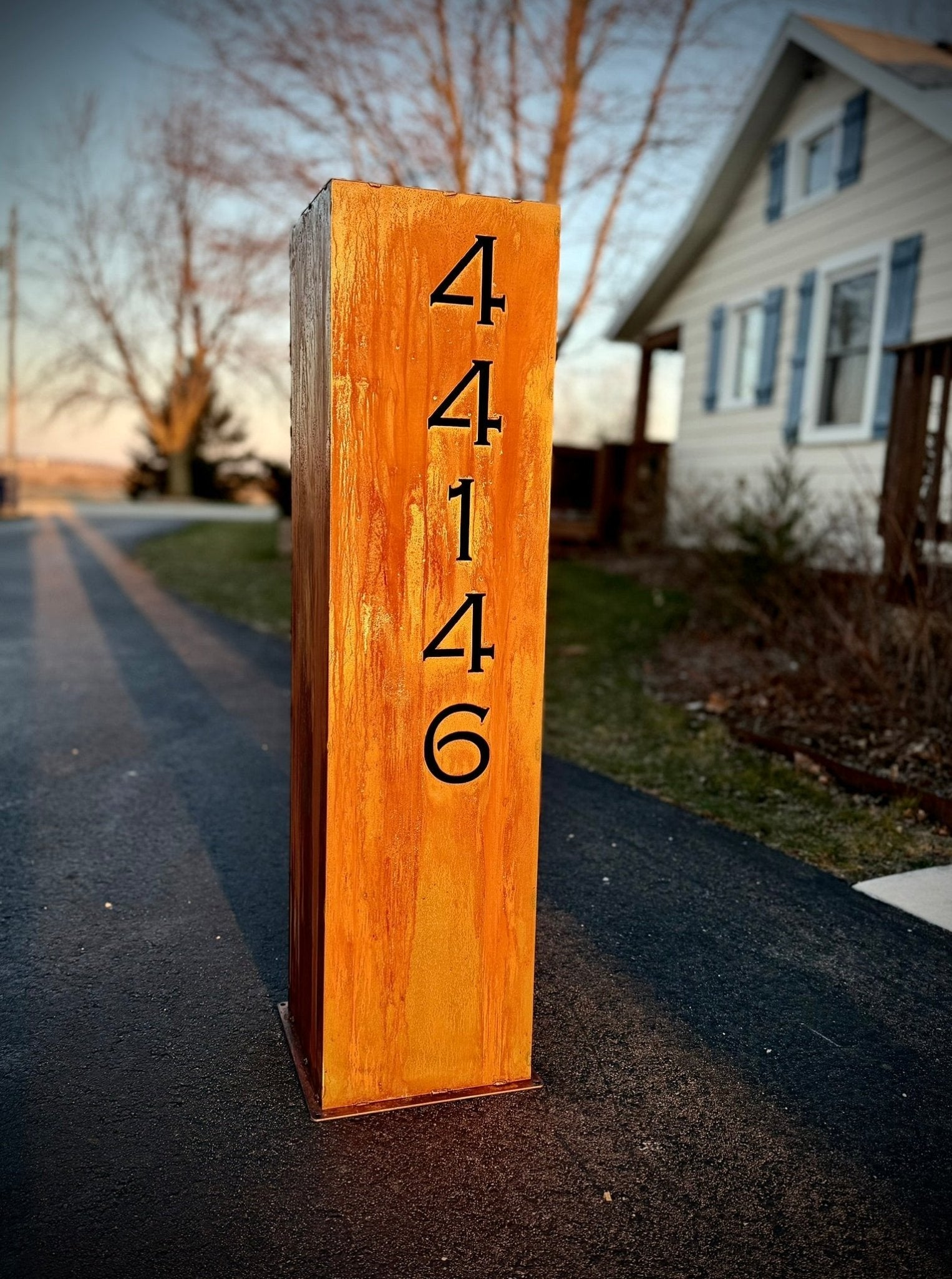 Wide Profile Home Address Solar Pillar - Steel